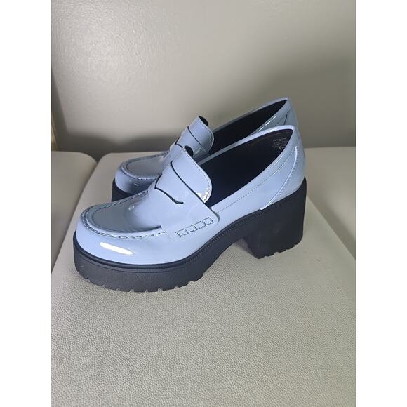 Soda Platform Patent Baddie Penny Loafers Baby Powder Blue Womens 10 Punk - Picture 7 of 9